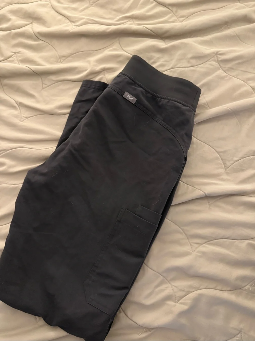 Figs Women's Straight Leg Pants in Charcoal with Red Drawstring